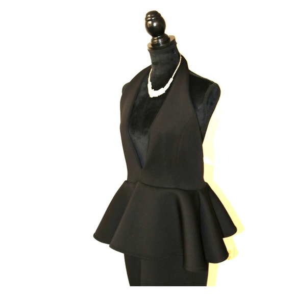 it's Fashion Dresses & Skirts - Deep v low cut halter open back peplum dress